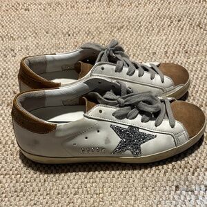 Women Golden Goose White and Brown Sneakers